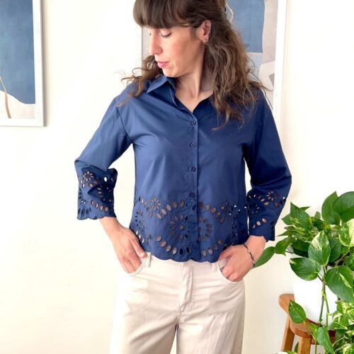CAMICIA IN POPELINE PURO COTONE BLU