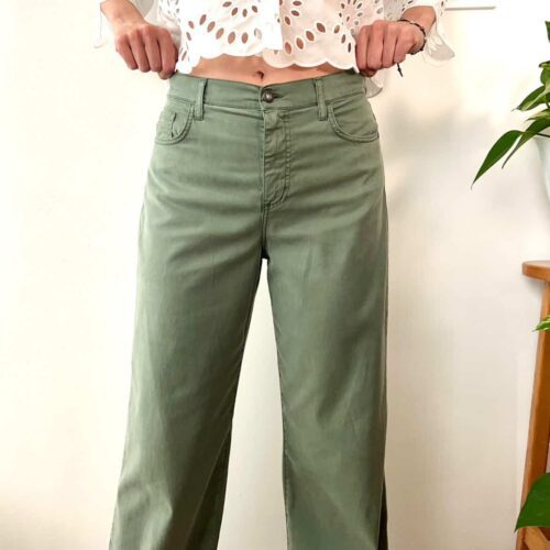 PANTALONE AMPIO STRETCH IN TENCEL/LYOCEL E COTONE SALVIA