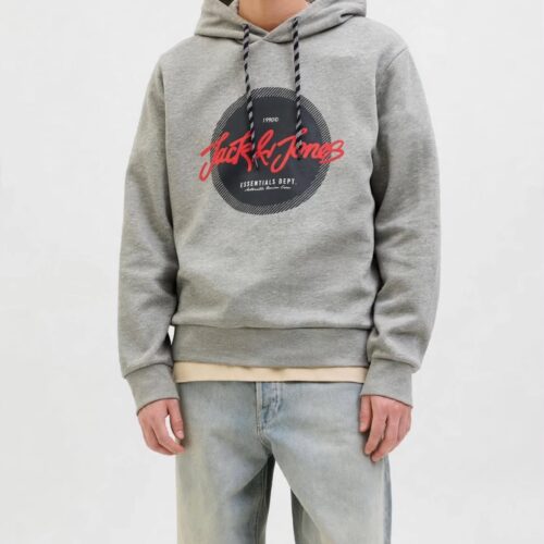 FELPA CON CAPPUCCIO URBAN JACK & JONES grigio