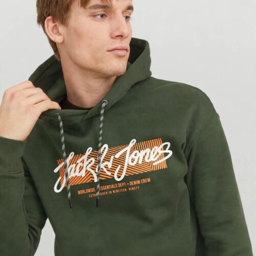 FELPA CON CAPPUCCIO URBAN JACK & JONES verde