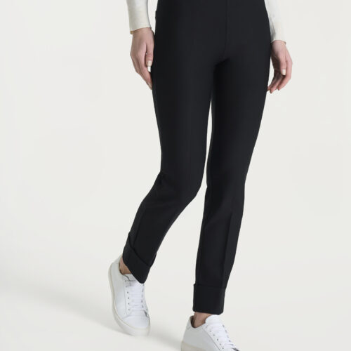 PANTALONE SLIM RISVOLTO compact RAGNO nero