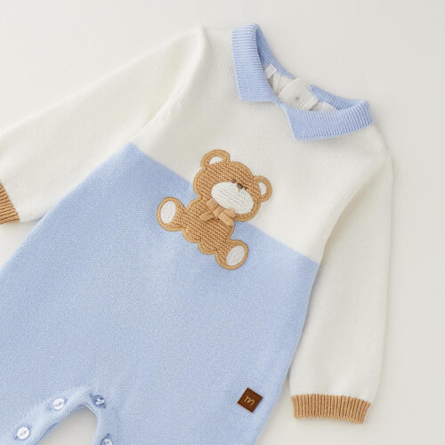 Tutina neonato in tricot di lana e cotone
