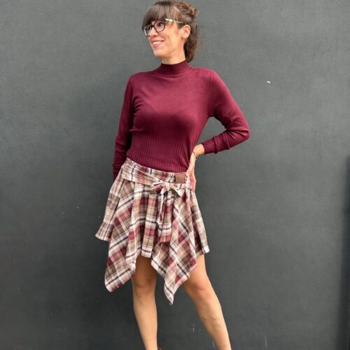 MAGLIONCINO MEZZO COLLO CROP soft touch BURGUNDY